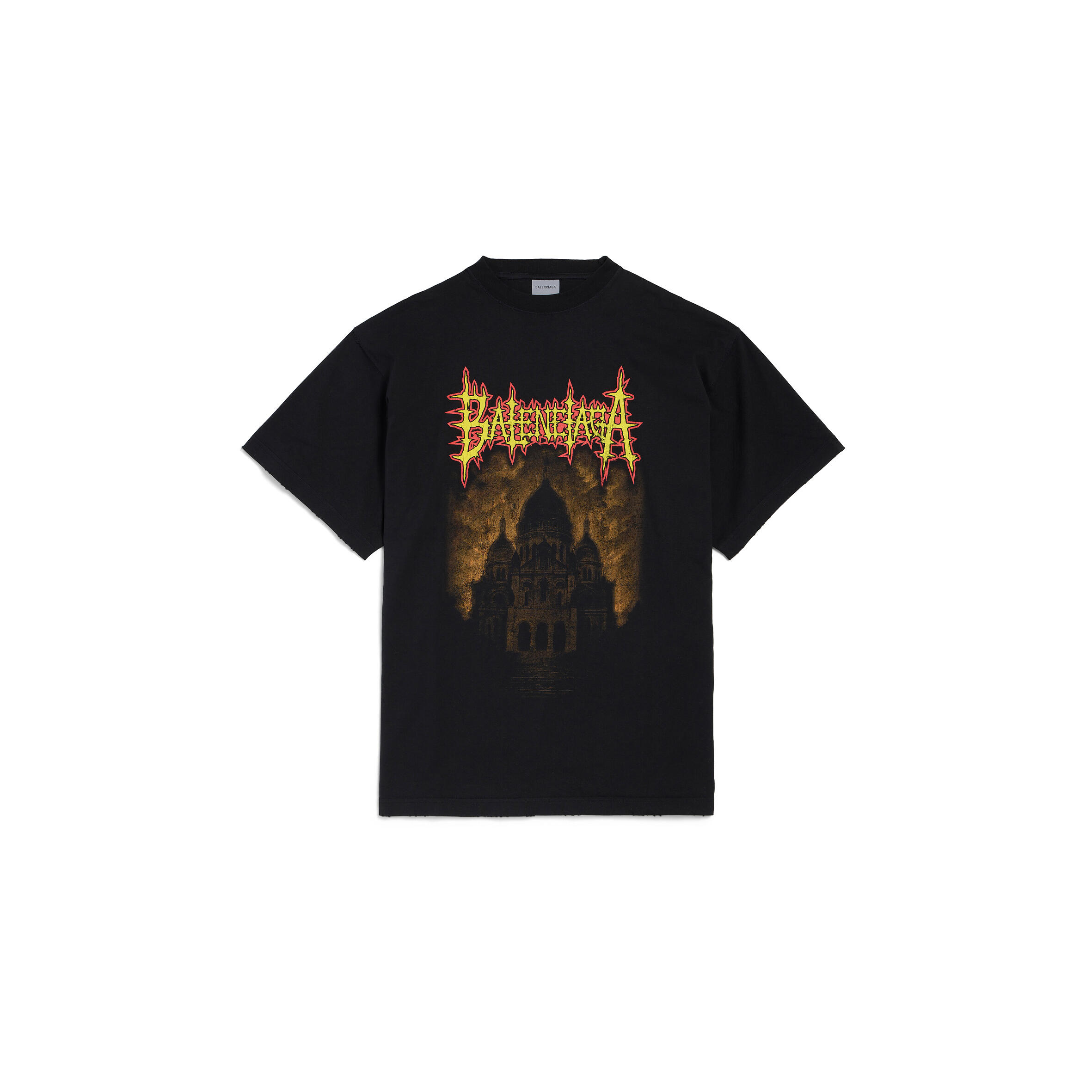 BALENCIAGA MEN'S BALENCIAGA SACRÉ COEUR OVERSIZED T-SHIRT IN BLACK 850345TUVE41000